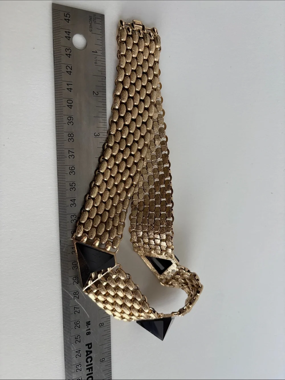 Gold Collar Necklace Black Pyramid Accents Statement Women Jewelry